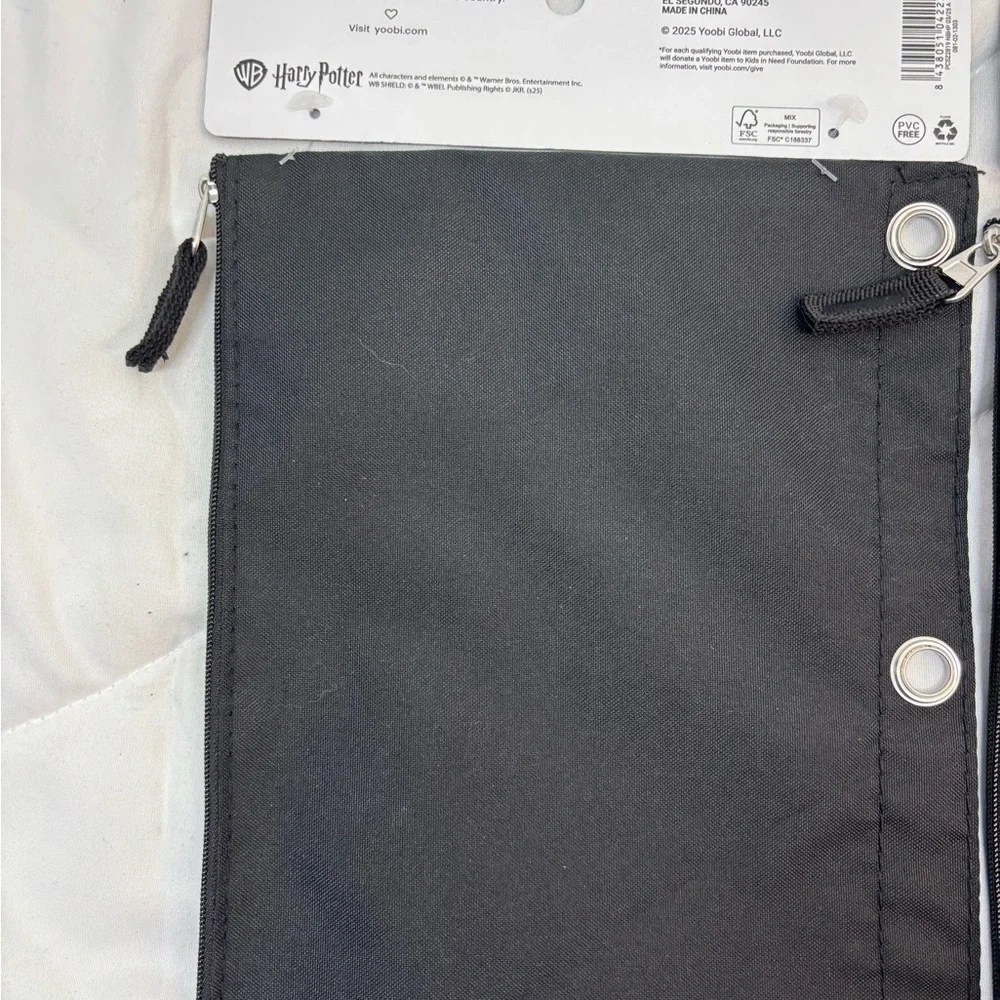 Yoobi Harry Potter Black Hogwarts Binder Zip pencil Case NWT
